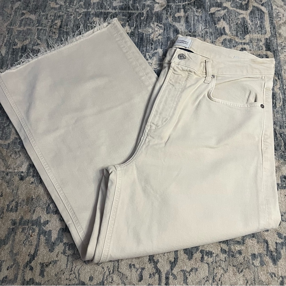 Citizens of Humanity Lyra High Rise Crop Wide Leg Jeans in Almondette NWT Sz 32 - Picture 4 of 13
